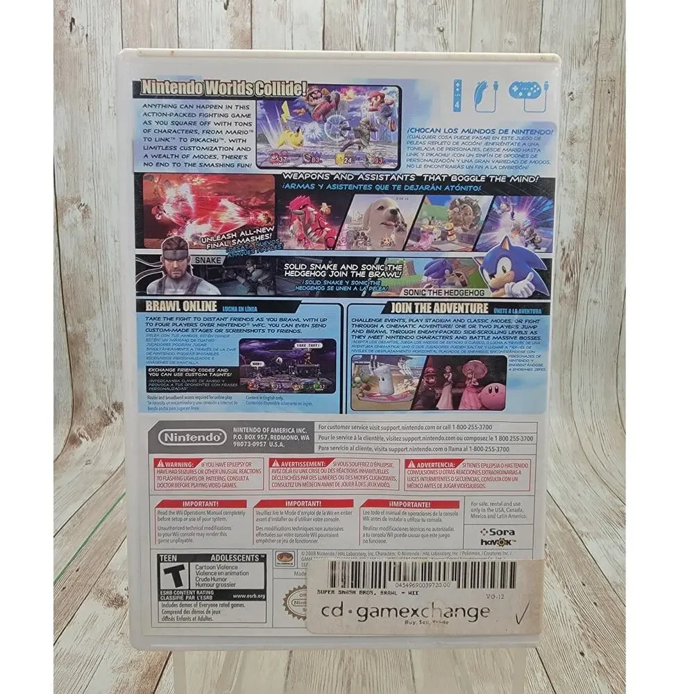 Super Smash Bros. Brawl (Nintendo Wii, 2008) Complete CIB with Manual